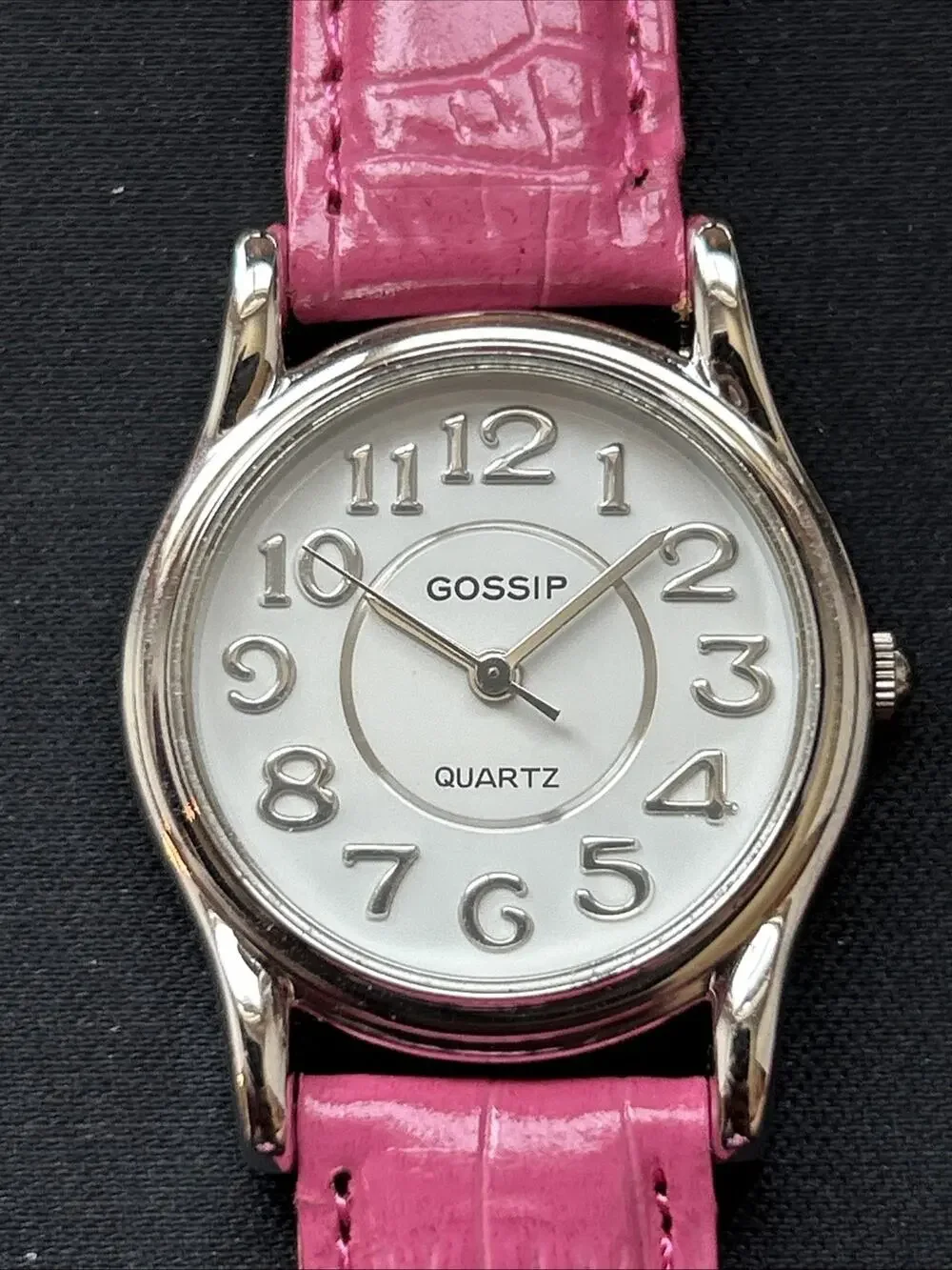 Gossip Silver Tone Pink Band Women’s Quartz Watch